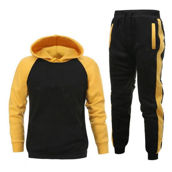 

men's hoodies & sweatshirts 2 pieces sets tracksuit men hooded sweatshirt+pants pullover hoodie sportwear suit ropa hombre casual cloth, Black