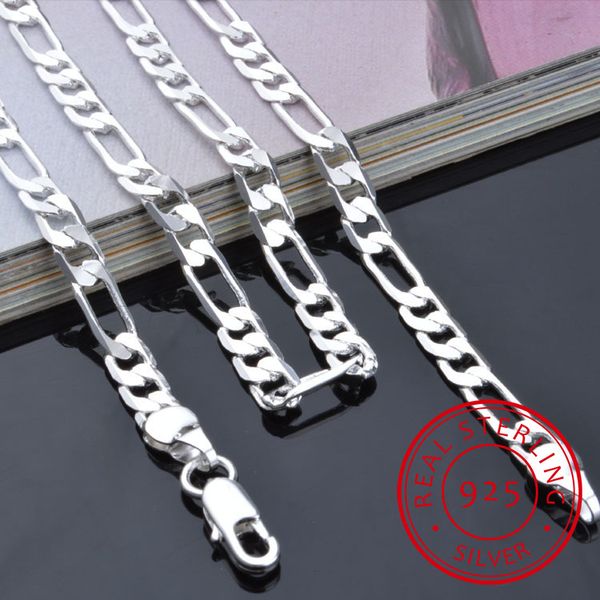 

wholesale personality fashion party wedding gift silver 4mm figaro chain 925 sterling silver chain necklace nc197