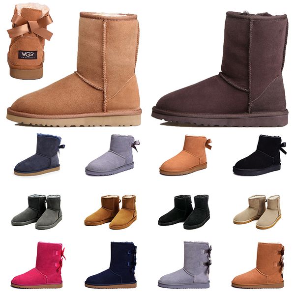 

wholesale fur leather gilrs women designer boots fashion keep warm winter snow ankle booties vintage australian platform boots ladies boot, Black