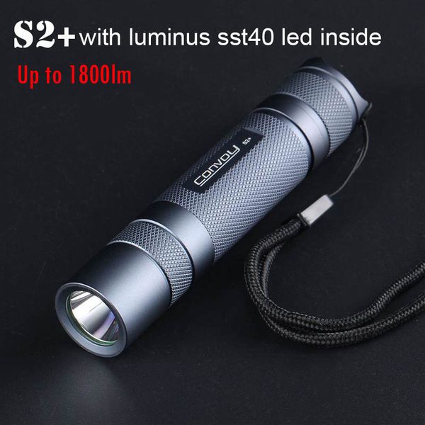 

flashlights torches convoy s2+ with luminus sst40 led lanterna 1800lm torch 18650 flash light camping fishing hiking work zaklamp