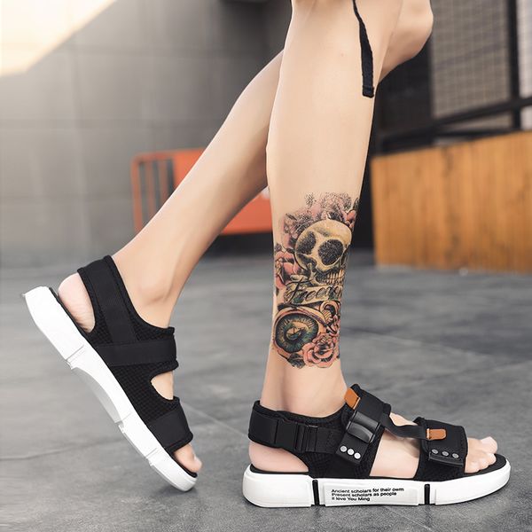 

sandal sandalias male man comfort praia flat casual on mens breathable mountain in white masculina summer sandals dress, Black