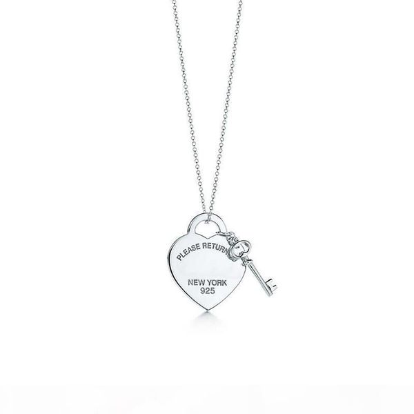 

jem originaltiff 100% 925 sterling silver necklace fashion jewelry classic heart key necklace valentine's day gift