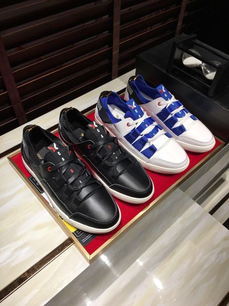 

2020e new genuine leather men's outdoor casual shoes large size fashion wild lace-up sneakers low-comfortable breathable tide shoes, Black