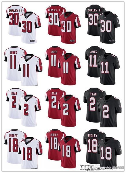 

men women atlanta falcons youth 30 todd gurley ii 18 calvin ridley 11 julio jones 2 matt ryan football jerseys black red rush