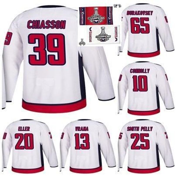 

2018 stanley cup final champion washington capitals chiasson burakovsky brett connolly devante smith-pelly eller jakub vrana hockey jersey, Black;red