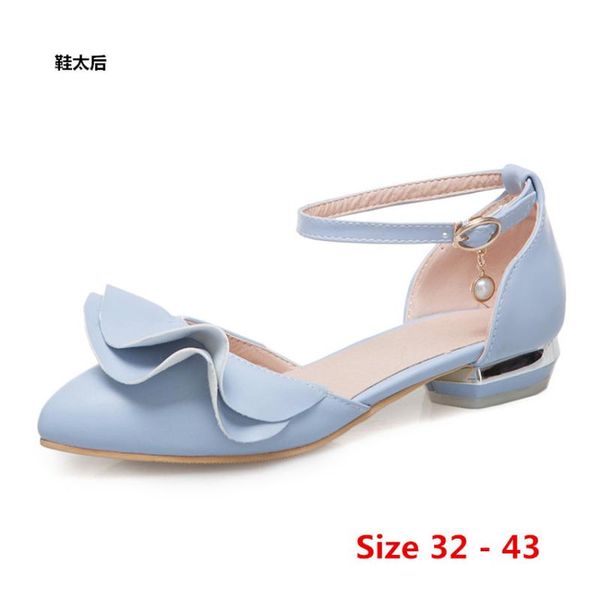 

d'orsay low heels women scarpin sandals ladies low heel shoes woman pumps ankle strap small big size 32 - 43, Black