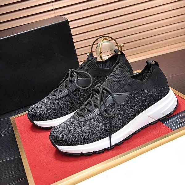 

lightweight prax 01 knit fabric sneakers men 's shoes fashion breathable footwears plus size lace -up luxury men shoes herren sportsch, Black