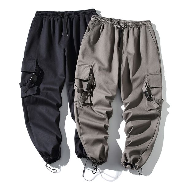 

pants hip hop men pencil pants solid color breathable fashion joggers men, Black