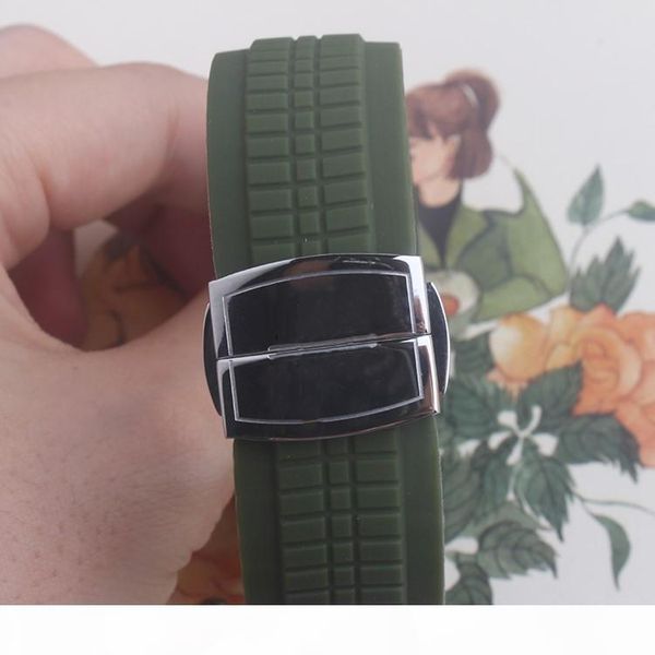 

r 21mm black brown rubber watch strap band with clasp fit pp aquanaut 5167r 5167a