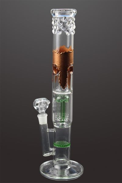 Green Honeycomb and Arm Tree Perc Percolatore Vetro Acqua Bong Narghilè Bruciatore a nafta da 16 pollici Dab Rig