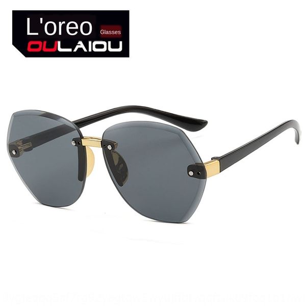 

creative 2020 new frameless polygon trimming children's sun ocean glasses sunglasses fashion sunglasses, Blue
