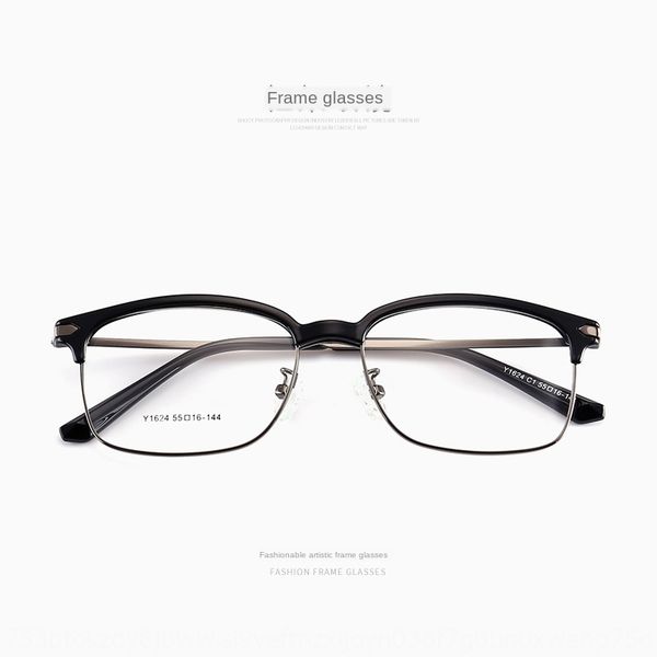 

big face myopia with myopia korean ultra-light eyebrow glasses half-frame square glasses frame 1624, Silver