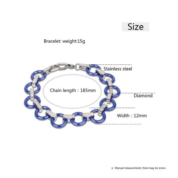 

circle bangle bracelet gift new fashion women blue ceramic bracelet rhinestone charm jewelry engagement gift, Golden;silver