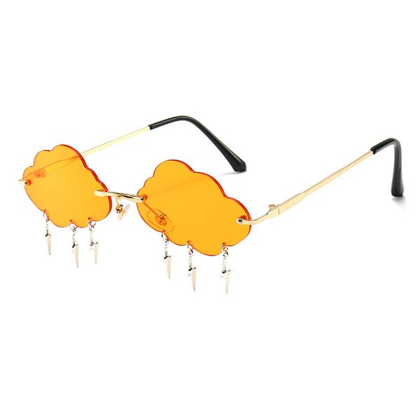 

2020 woman designer shades party rimless sunglasses clouds irregular shape sun glasses street fashion sunglass lunettes de soleil pou, White;black