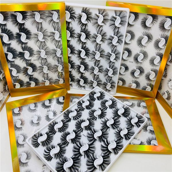 

20 pairs/box 25mm faux 3d mink eyelashes natural long false eyelash wispies bushy fluffy mixed styles fake lashes makeup