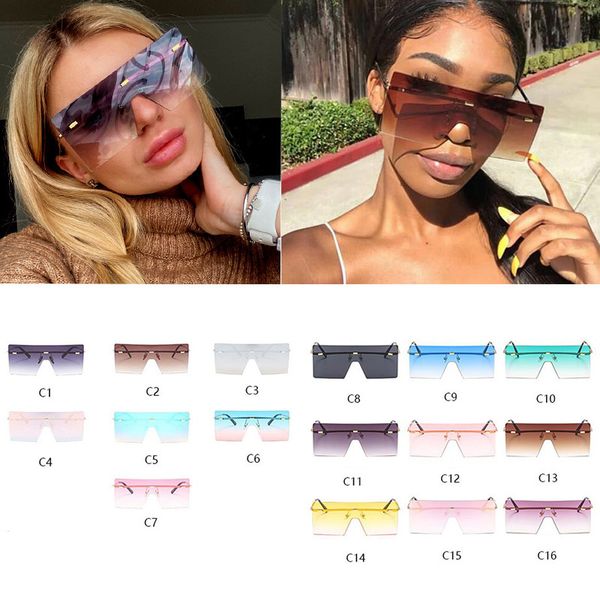 

shades for women wholesale oversized square frameless designer sunglasses tinted lens thick temples sun glasses men bulk, White;black