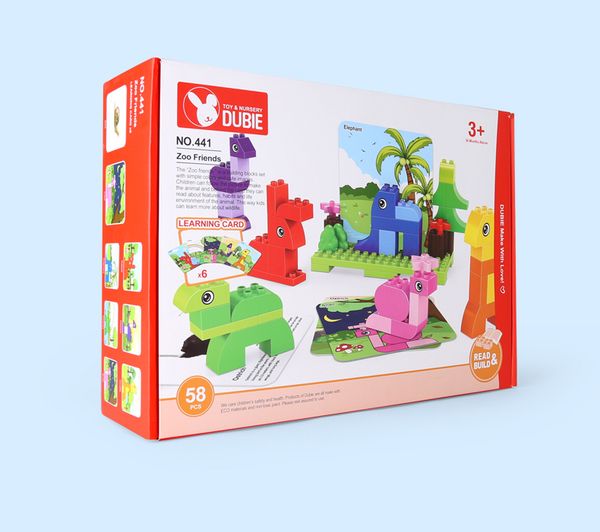 

58pcs zoo friends cards building blocks various of animal creative assembly toys for boys and girls educational gift 10