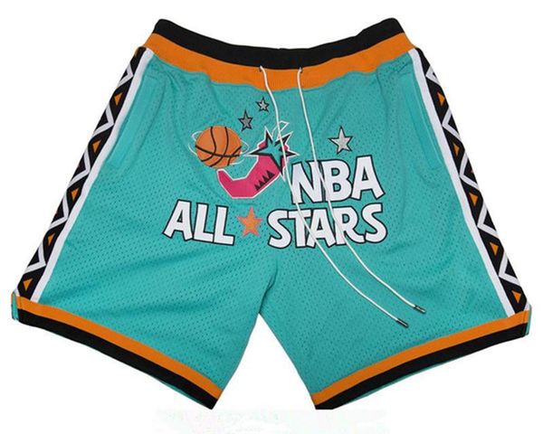 

men 1996 all-stars east nba shorts teal just don pocket pants by mitchell & ness s-2xl, Black