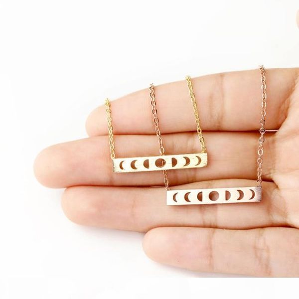 

wholesale gold moon phase necklace for women celestial adventure astrology jewelry stainless steel chain wanderlust gifts, Silver