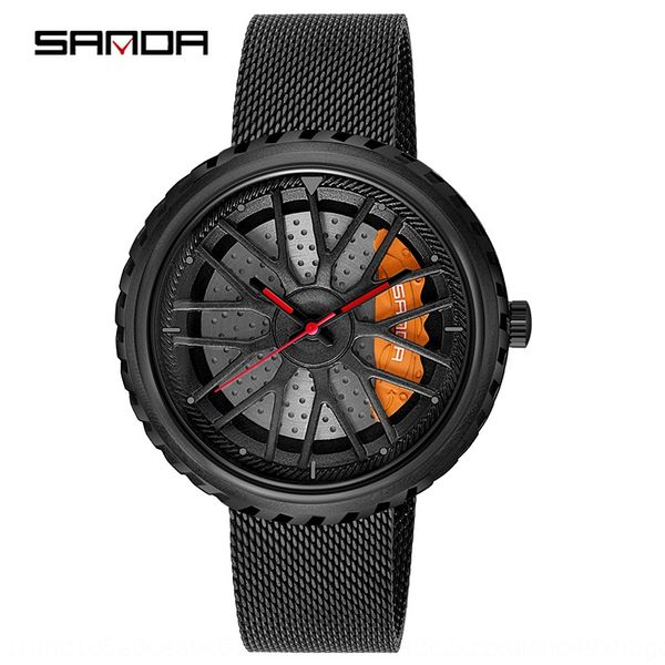 

sunda fashion men's running wheel men's mesh belt watch quartz watch, Blue