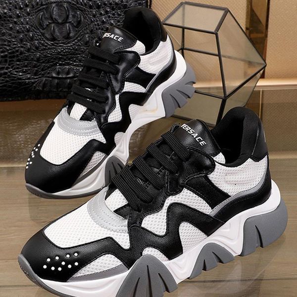 

drop ship mens shoes vintage designer outdoor walking shoes lace -up low plus size luxury men shoes squalo sneakers scarpe da uomo, Black