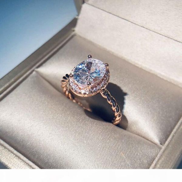 

k cute new arrival luxury jewelry 925 sterling silver oval cut white z cz diamond promise ring women wedding bridal ring for lover, Slivery;golden