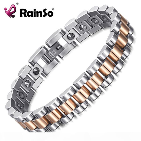 

rainso 99.999% pure germanium bracelet for women korea popular stainless steel health magnetic germanium energy power jewelry mx190727, Golden;silver