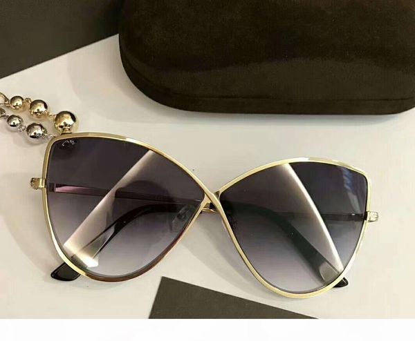 

women designer cat eye elise-02 tf569 gold grey gradient sunglasses 65mm elise new with box, White;black