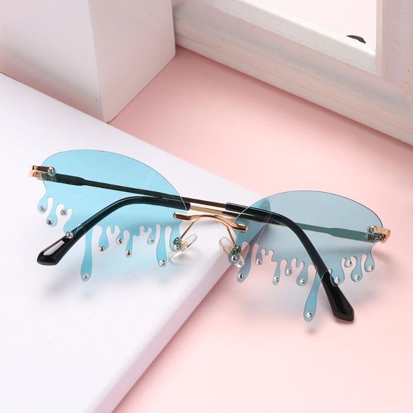 

1pc vintage sunglasses funny women tear shape male sun glasses party beach 2020 summer metal candy color crystal eyeglasses gift, White;black