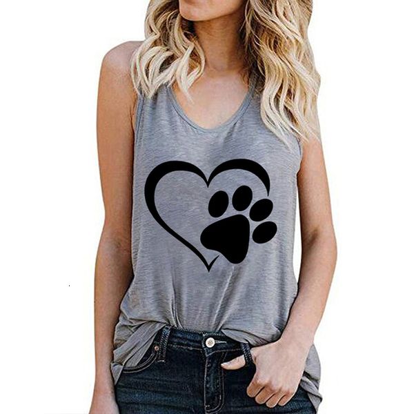 

women vest tank camisolefashion dog paw print couple t shirts streetwear harajuku casual sleeveless large size 2020 summer, White