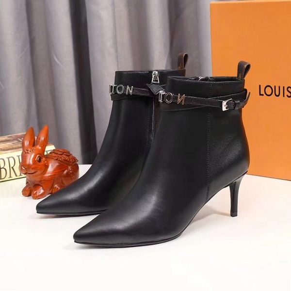 

call back ankle boot womens shoes damen luxusschuhe lightweight fashion luxury shoes block heels vintage slip -on women boots, Black