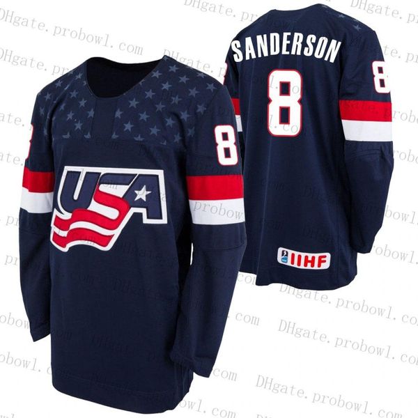 

2020 draft 8 jake sanderson iihf united states shl ohl navy white hockey jersey custom any name any number men women youth, Black