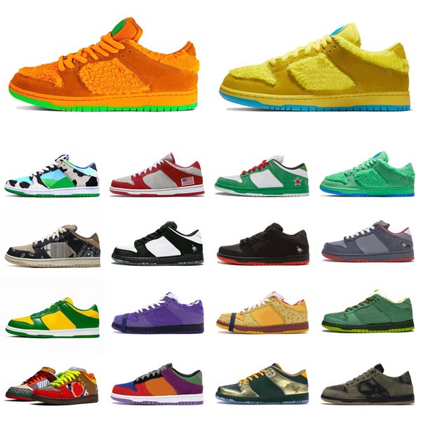

what the dunk low gratefulÂ deadÂ bears casual shoes chunky dunky orange yellow green bear mens women trainer outdoor sports sneakers 36-45, Black