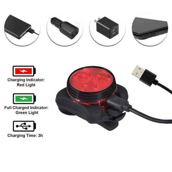 

4pcs cycling bicycle bike head front lamp with usb rechargeable tail clip light