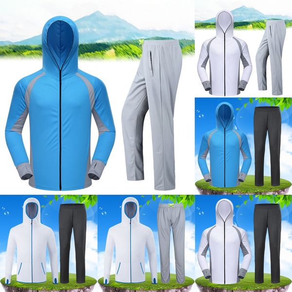 

c5weg gear season suit summer moisture absorption quick-drying uv-proof fishing fishing gear season men's printing suit summer men&#039, Gray;blue