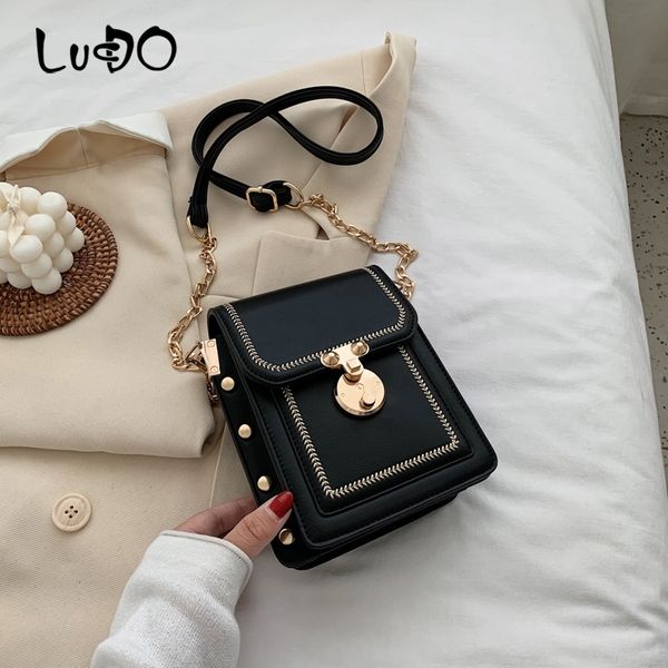 

lucdo female summer small bag 2020 new fashion rivet chain small flap bag shoulder messenger bags for women phone pouch purse