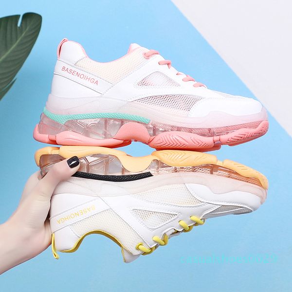 

mesh breathable casual shoes 2019 new jelly thick-soled sports shoes spring and summer 100-match old dad net shoes c29, Black