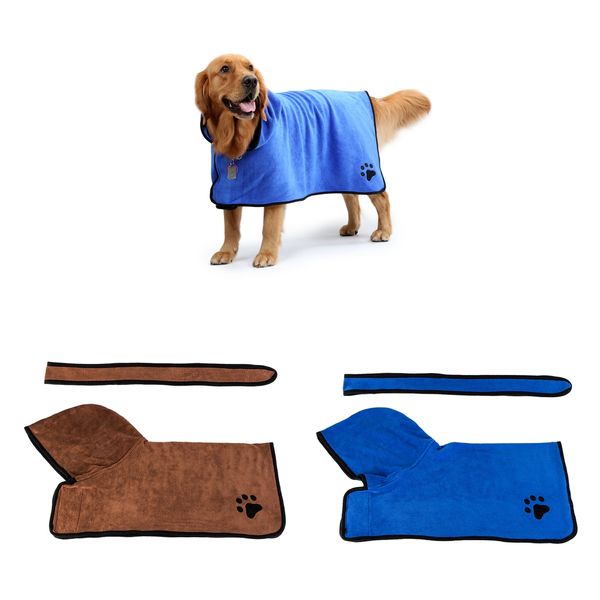 

2pieces large dog drying towel robe dog bathrobe soft super absorbent