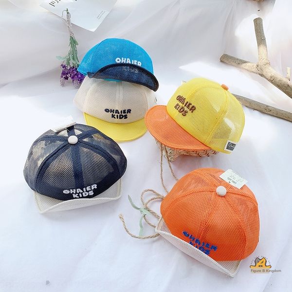 

h1541 2020 embroidered hat new korean children's embroidery english letters full-screen flip hat baby all-match, Blue;gray