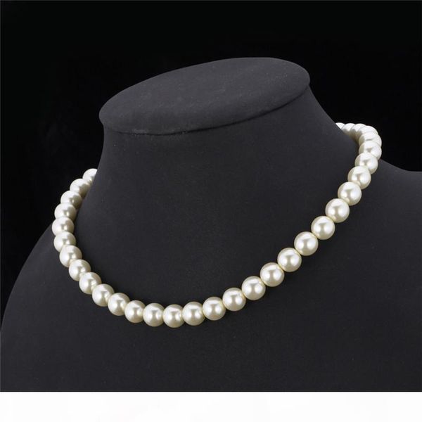 

synthetic pearl necklace for women 2015 new trendy resizable luxury white black beaded necklace, Silver