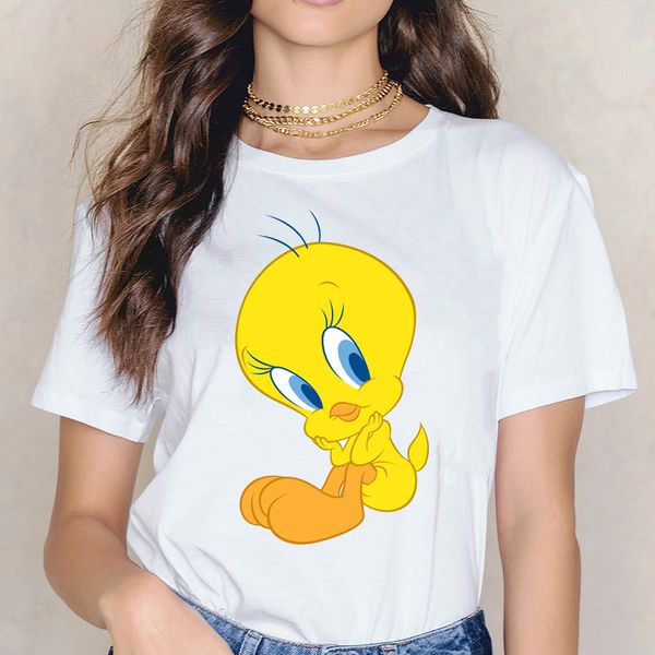 

looney tunes футболка harajuku каваи tweety bird печати смешных футболок женщин tumblr одежда лето топ женских белые футболки тройников, White