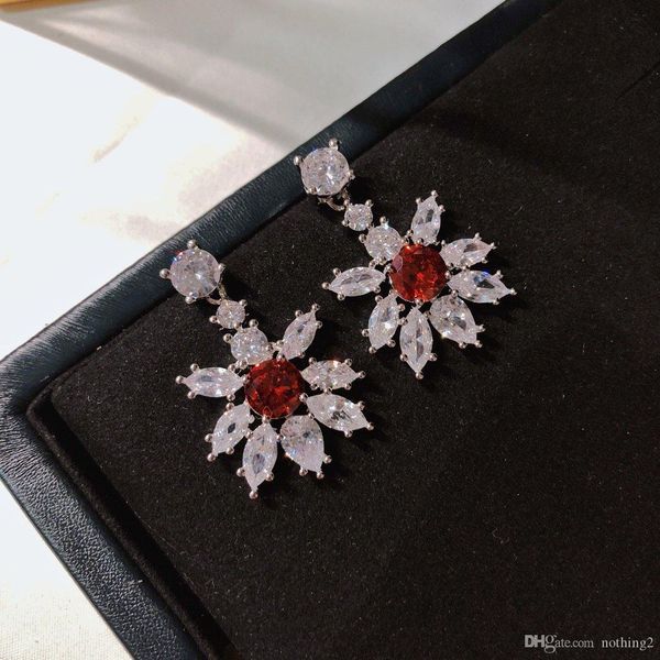 

luxury earrings jewelry s925 sterling silver needle luxury full diamond flower earrings luxury women jewelry ing, Golden;silver