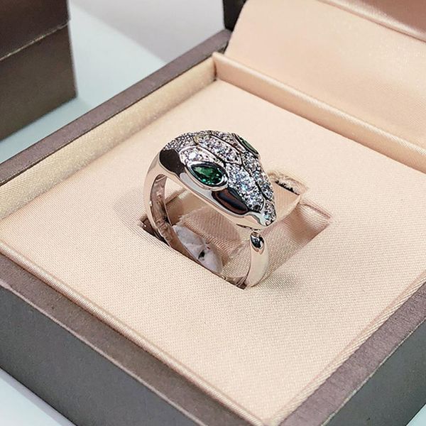 

hip hop punk snake ring golden classic fashion party jewelry for women wedding luxurious full drilling snake open size rings ing, Silver