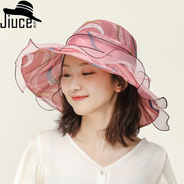 

new mesh wavy edge big brim new net wavy sun hat children's fashion all-match phoenix-tailed flower lady sun hat, Blue;gray
