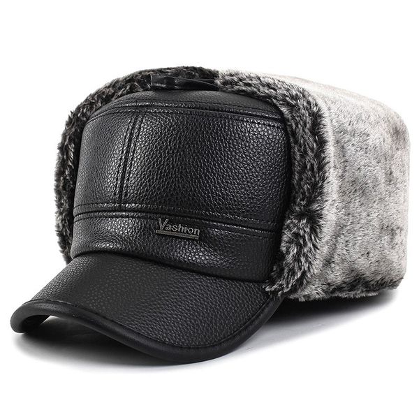 

man winter warm cap outdoor cycling ski thickened lei feng hat old man cold resistance hat black