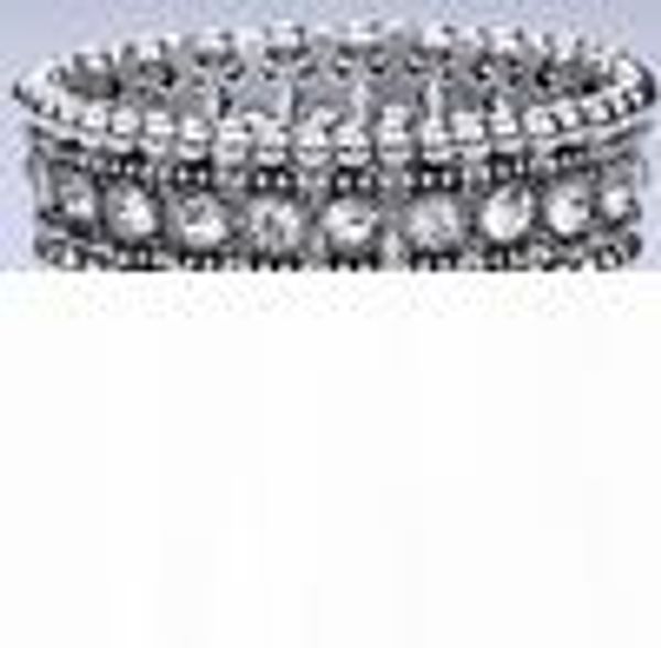 

1pcs luxury antique 1 row 2 row 3 row etc. antique silver clear crystal silver tone stretch bracelet, Black