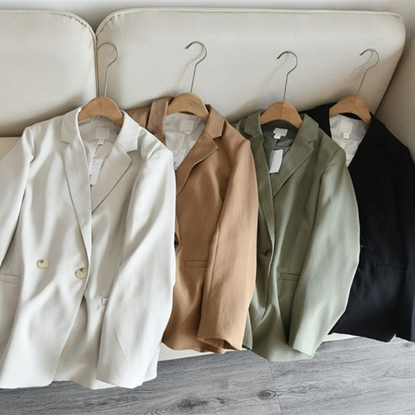 

ryt2020 new song button jacket zuer same style ~ two buttons solid color all-match slimming suit jacket, White;black