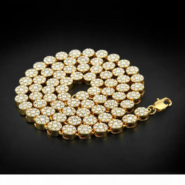 

men's 1 row cluster chain iced out yellow gold plated hip hop cz men chain necklace jewelry, Silver