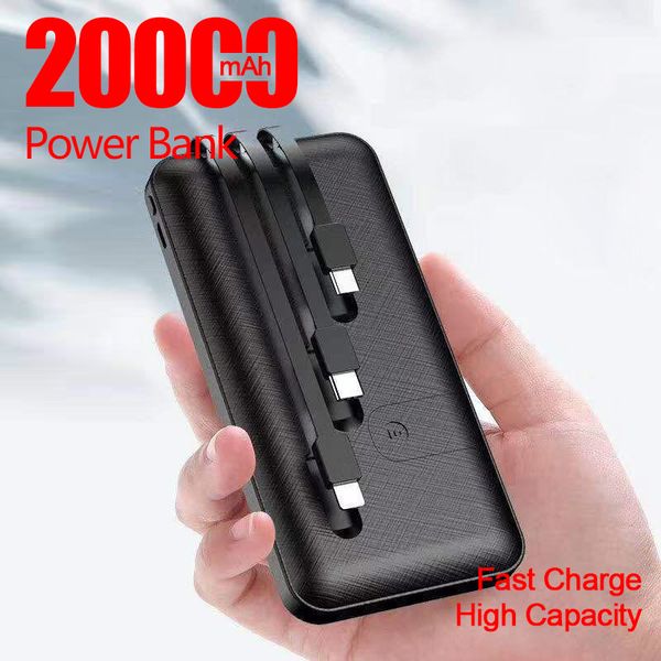 

power bank 20000mah high capacity portable fast charger built in 3 cables external battery ing