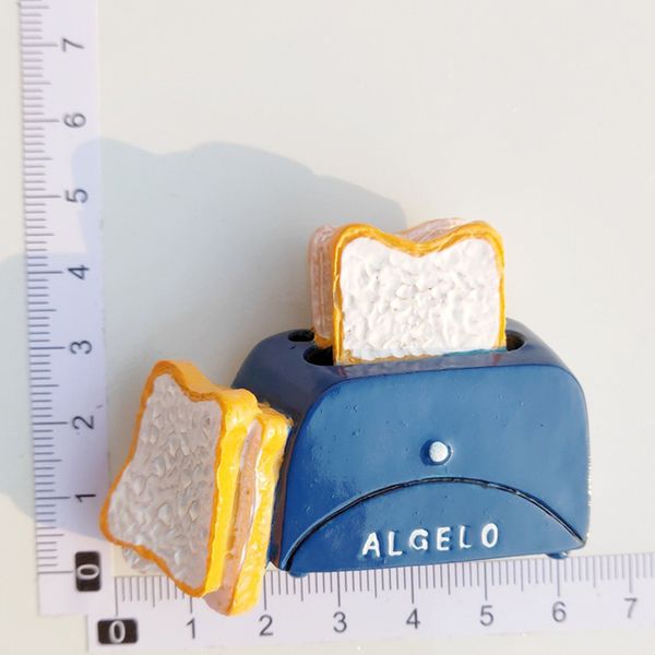 

fridge magnets bag bread eggs tomatoes pan milk and magnetic sticker